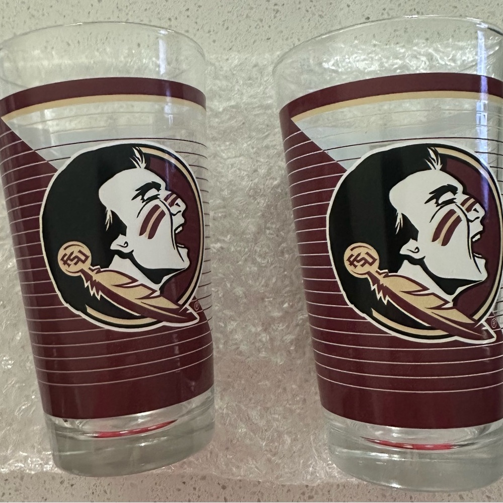 Set of 2 Florida State Seminoles 16oz Pint Logo Glasses New NCAA game bar